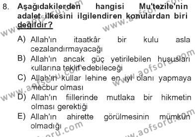 Kelam´a Giriş Dersi 2012 - 2013 Yılı Tek Ders Sınavı 8. Soru
