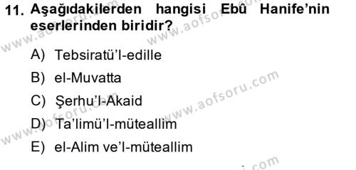 Kelam´a Giriş Dersi 2013 - 2014 Yılı (Vize) Ara Sınavı 11. Soru