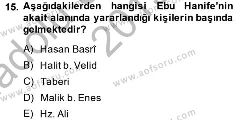 Kelam´a Giriş Dersi 2013 - 2014 Yılı (Vize) Ara Sınavı 15. Soru