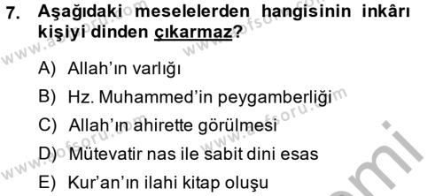 Kelam´a Giriş Dersi 2013 - 2014 Yılı (Vize) Ara Sınavı 7. Soru