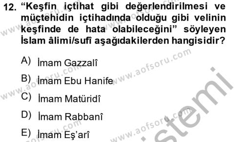 Kelam´a Giriş Dersi 2013 - 2014 Yılı (Final) Dönem Sonu Sınavı 12. Soru