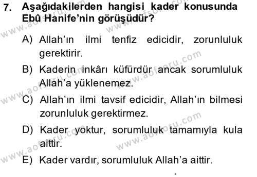Kelam´a Giriş Dersi 2013 - 2014 Yılı (Final) Dönem Sonu Sınavı 7. Soru