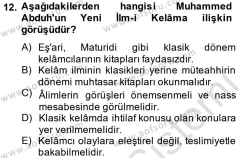 Kelam´a Giriş Dersi 2013 - 2014 Yılı Tek Ders Sınavı 12. Soru