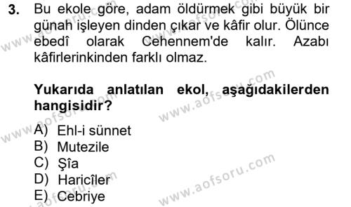 Kelam´a Giriş Dersi 2013 - 2014 Yılı Tek Ders Sınavı 3. Soru