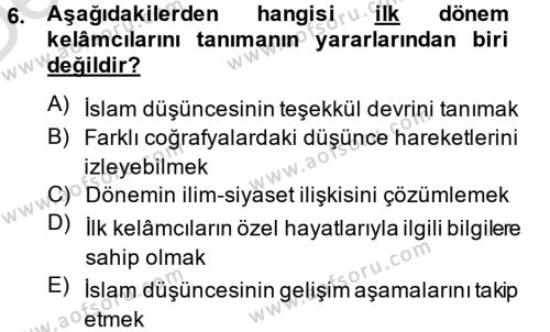 Kelam´a Giriş Dersi 2013 - 2014 Yılı Tek Ders Sınavı 6. Soru