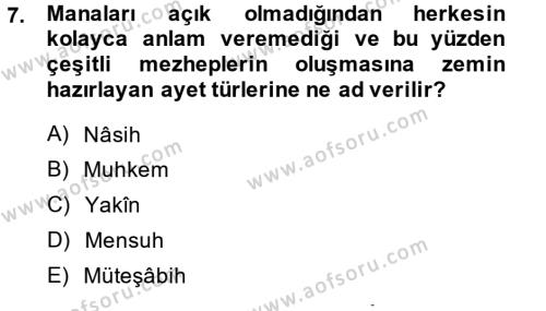 Kelam´a Giriş Dersi 2014 - 2015 Yılı (Vize) Ara Sınavı 7. Soru