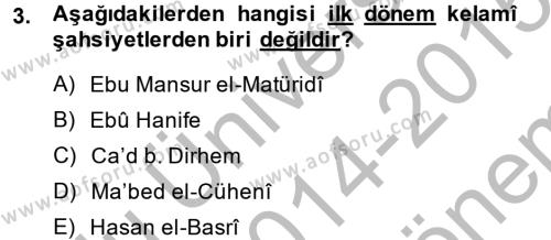 Kelam´a Giriş Dersi 2014 - 2015 Yılı (Final) Dönem Sonu Sınavı 3. Soru