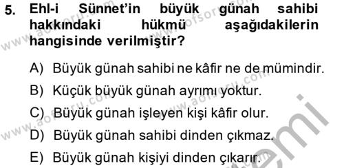 Kelam´a Giriş Dersi 2014 - 2015 Yılı (Final) Dönem Sonu Sınavı 5. Soru