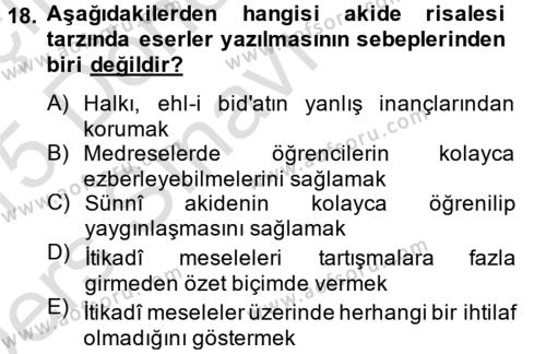 Kelam´a Giriş Dersi 2014 - 2015 Yılı Tek Ders Sınavı 18. Soru