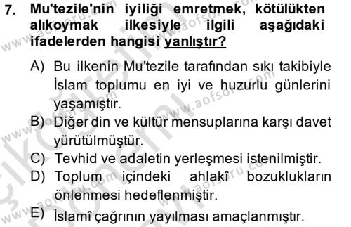 Kelam´a Giriş Dersi 2014 - 2015 Yılı Tek Ders Sınavı 7. Soru