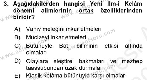 Kelam´a Giriş Dersi 2015 - 2016 Yılı Tek Ders Sınavı 3. Soru