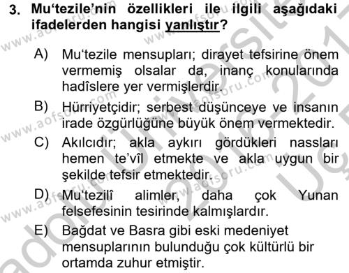 Kelam´a Giriş Dersi 2016 - 2017 Yılı 3 Ders Sınavı 3. Soru