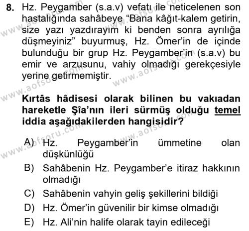 Kelam´a Giriş Dersi 2018 - 2019 Yılı (Vize) Ara Sınavı 8. Soru