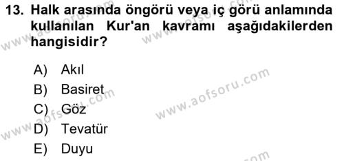 Kelam´a Giriş Dersi 2020 - 2021 Yılı Yaz Okulu Sınavı 13. Soru