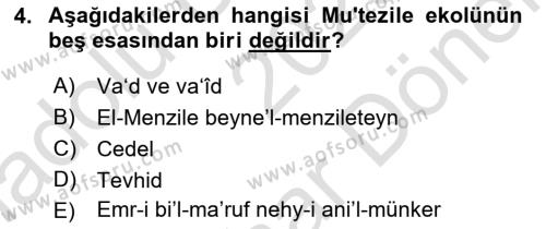 Kelam´a Giriş Dersi 2023 - 2024 Yılı (Final) Dönem Sonu Sınavı 4. Soru