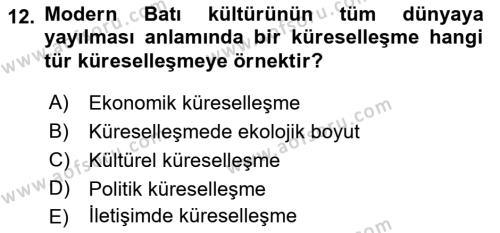 Din Sosyolojisi Dersi 2021 - 2022 Yılı Yaz Okulu Sınavı 12. Soru