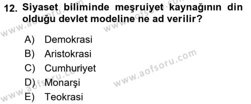 Din Sosyolojisi Dersi 2022 - 2023 Yılı Yaz Okulu Sınavı 12. Soru