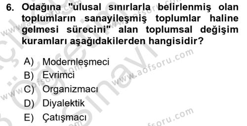 Din Sosyolojisi Dersi 2022 - 2023 Yılı Yaz Okulu Sınavı 6. Soru