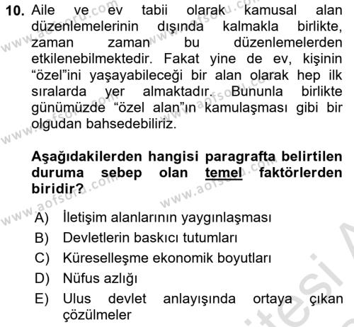 Din Sosyolojisi Dersi 2023 - 2024 Yılı (Final) Dönem Sonu Sınavı 10. Soru