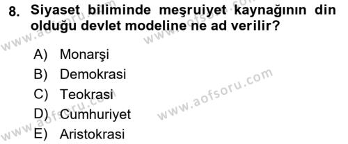 Din Sosyolojisi Dersi 2023 - 2024 Yılı (Final) Dönem Sonu Sınavı 8. Soru