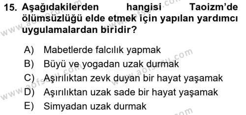 Yaşayan Dünya Dinleri Dersi 2021 - 2022 Yılı (Vize) Ara Sınavı 15. Soru