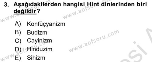 Yaşayan Dünya Dinleri Dersi 2021 - 2022 Yılı Yaz Okulu Sınavı 3. Soru