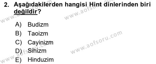 Yaşayan Dünya Dinleri Dersi 2022 - 2023 Yılı Yaz Okulu Sınavı 2. Soru