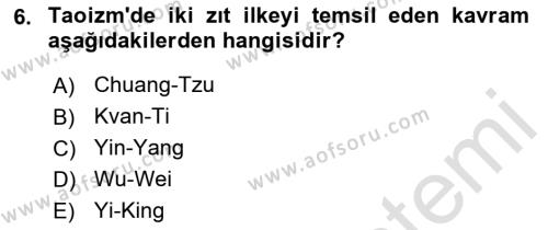 Yaşayan Dünya Dinleri Dersi 2022 - 2023 Yılı Yaz Okulu Sınavı 6. Soru