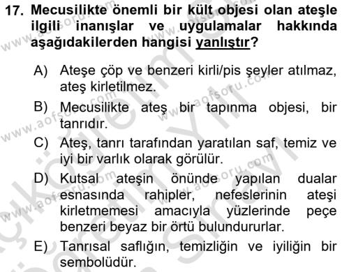 Yaşayan Dünya Dinleri Dersi 2023 - 2024 Yılı (Vize) Ara Sınavı 17. Soru