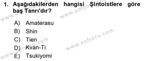 Yaşayan Dünya Dinleri Dersi 2023 - 2024 Yılı (Final) Dönem Sonu Sınavı 1. Soru