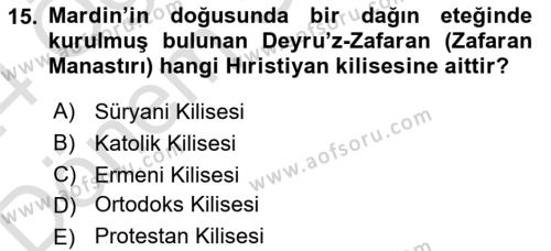 Yaşayan Dünya Dinleri Dersi 2023 - 2024 Yılı (Final) Dönem Sonu Sınavı 15. Soru