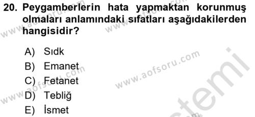 Yaşayan Dünya Dinleri Dersi 2023 - 2024 Yılı (Final) Dönem Sonu Sınavı 20. Soru