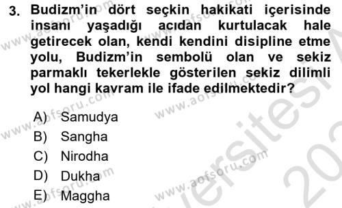 Yaşayan Dünya Dinleri Dersi 2023 - 2024 Yılı (Final) Dönem Sonu Sınavı 3. Soru