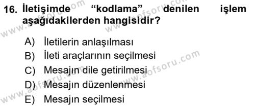 Din Eğitimi ve Din Hizmetlerinde Rehberlik Dersi 2020 - 2021 Yılı Yaz Okulu Sınavı 16. Soru