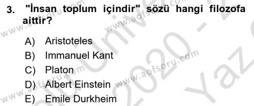 Din Eğitimi ve Din Hizmetlerinde Rehberlik Dersi 2020 - 2021 Yılı Yaz Okulu Sınavı 3. Soru