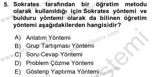 Din Eğitimi ve Din Hizmetlerinde Rehberlik Dersi 2020 - 2021 Yılı Yaz Okulu Sınavı 5. Soru