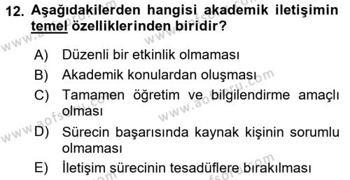 Din Eğitimi ve Din Hizmetlerinde Rehberlik Dersi 2021 - 2022 Yılı Yaz Okulu Sınavı 12. Soru