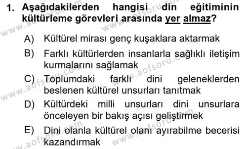 Din Eğitimi ve Din Hizmetlerinde Rehberlik Dersi 2022 - 2023 Yılı Yaz Okulu Sınavı 1. Soru