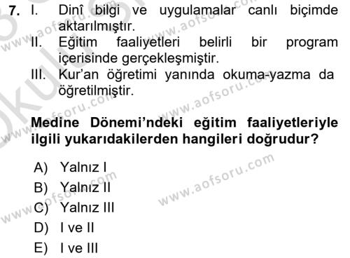 Din Eğitimi ve Din Hizmetlerinde Rehberlik Dersi 2022 - 2023 Yılı Yaz Okulu Sınavı 7. Soru