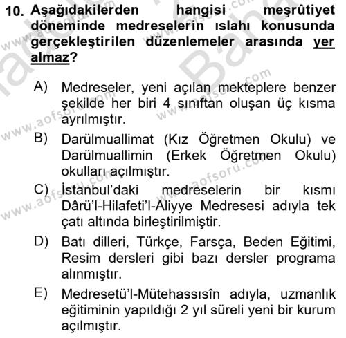 Din Eğitimi ve Din Hizmetlerinde Rehberlik Dersi 2023 - 2024 Yılı (Vize) Ara Sınavı 10. Soru