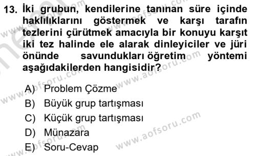 Din Eğitimi ve Din Hizmetlerinde Rehberlik Dersi 2023 - 2024 Yılı (Vize) Ara Sınavı 13. Soru