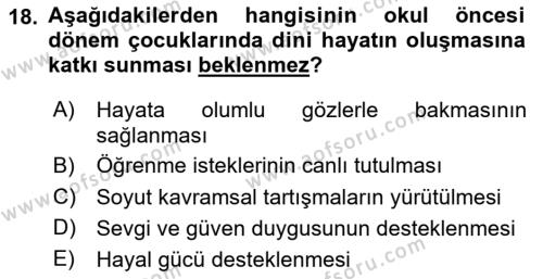 Din Eğitimi ve Din Hizmetlerinde Rehberlik Dersi 2023 - 2024 Yılı (Vize) Ara Sınavı 18. Soru