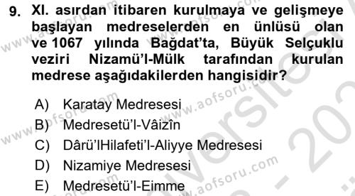 Din Eğitimi ve Din Hizmetlerinde Rehberlik Dersi 2023 - 2024 Yılı (Vize) Ara Sınavı 9. Soru