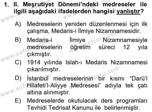 Din Eğitimi ve Din Hizmetlerinde Rehberlik Dersi 2023 - 2024 Yılı (Final) Dönem Sonu Sınavı 1. Soru