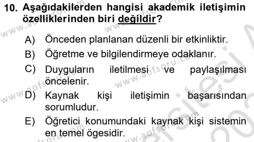 Din Eğitimi ve Din Hizmetlerinde Rehberlik Dersi 2023 - 2024 Yılı (Final) Dönem Sonu Sınavı 10. Soru