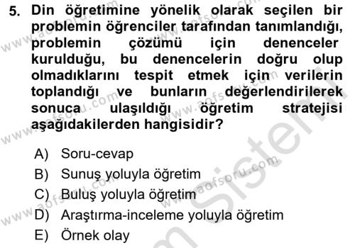 Din Eğitimi ve Din Hizmetlerinde Rehberlik Dersi 2023 - 2024 Yılı (Final) Dönem Sonu Sınavı 5. Soru