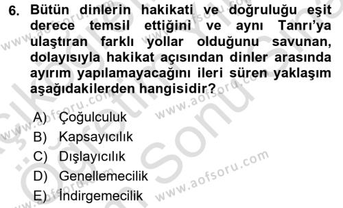 Din Eğitimi ve Din Hizmetlerinde Rehberlik Dersi 2023 - 2024 Yılı (Final) Dönem Sonu Sınavı 6. Soru