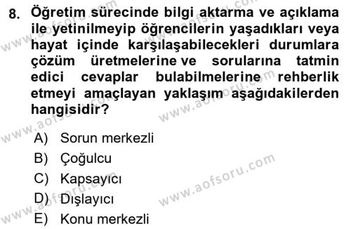 Din Eğitimi ve Din Hizmetlerinde Rehberlik Dersi 2023 - 2024 Yılı (Final) Dönem Sonu Sınavı 8. Soru