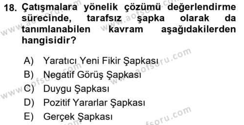 Bireyler Arası İletişim Dersi 2021 - 2022 Yılı Yaz Okulu Sınavı 18. Soru