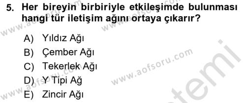 Bireyler Arası İletişim Dersi 2021 - 2022 Yılı Yaz Okulu Sınavı 5. Soru